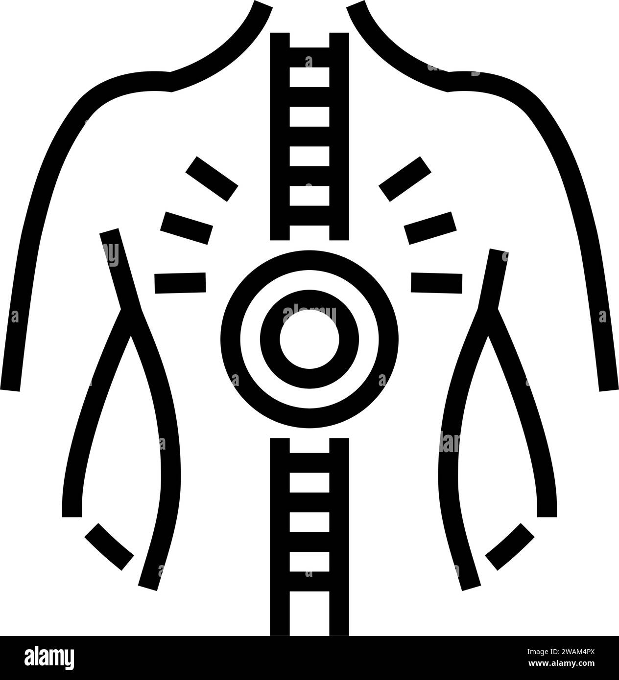 Backache osteoporosis symptom line icon vector illustration stock