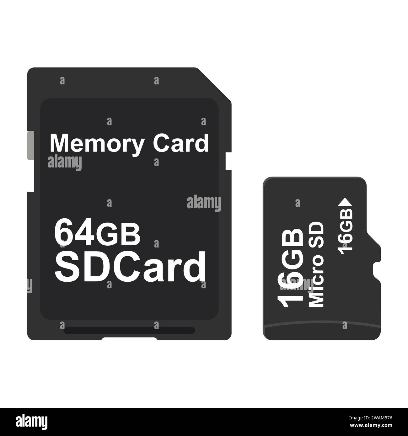 SD and Micro SD memory card isolated on white background. Vector illustration Stock Vector
