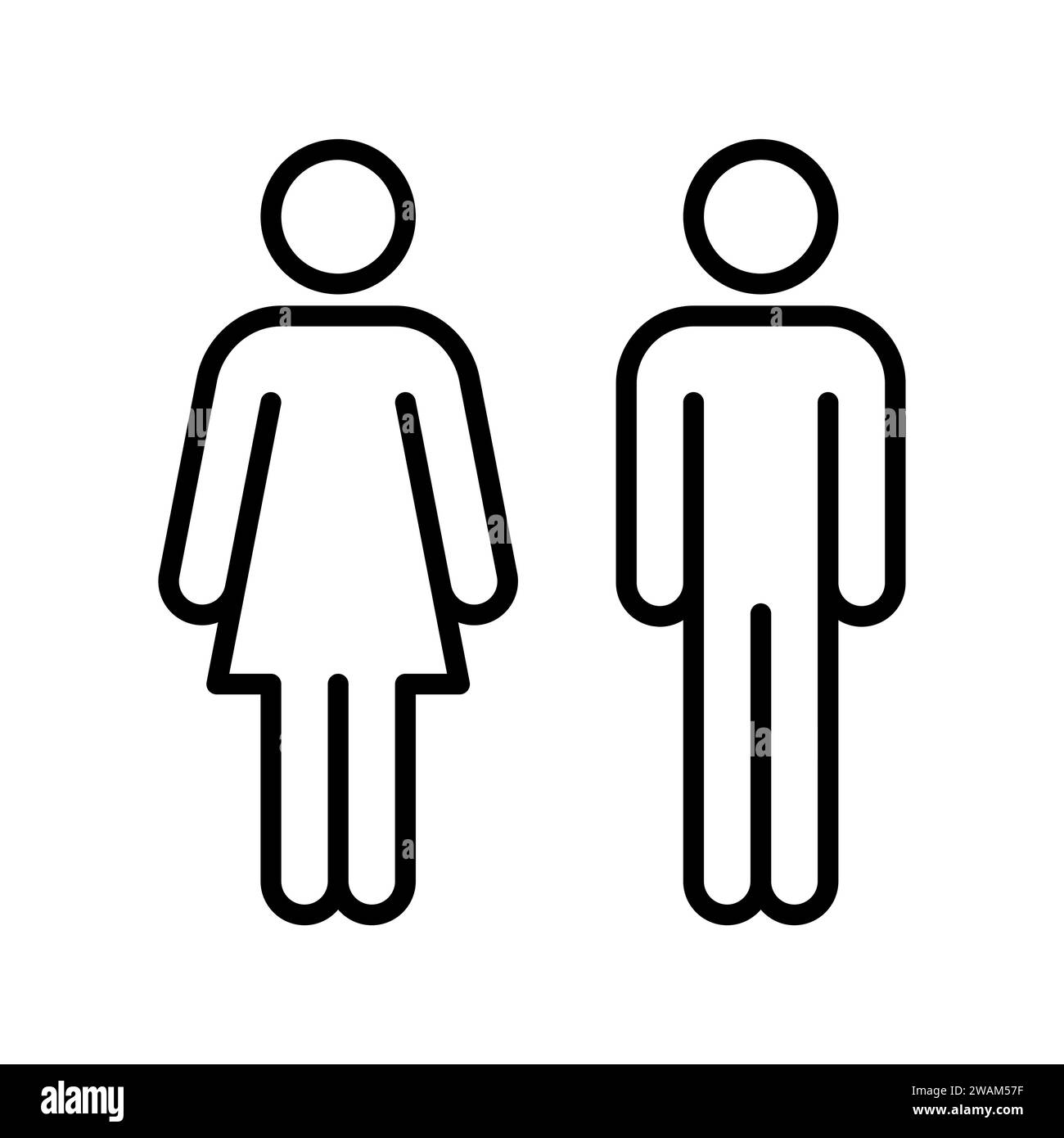 Woman and man sign line icon isolated o white background. Male and Female symbol. Vector illustration. Stock Vector