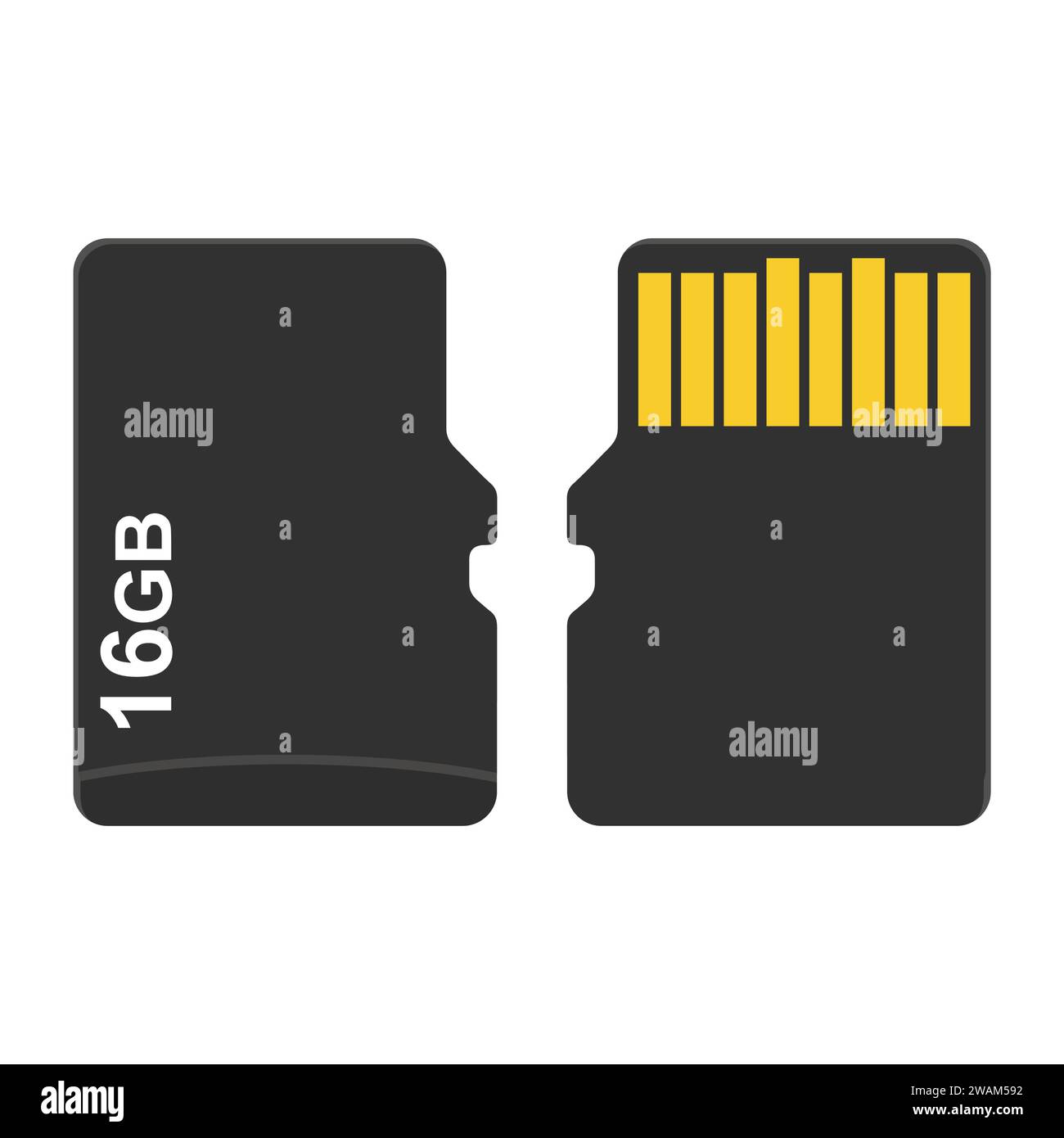 Micro SD Card from both sides isolated on white background. Vector illustration Stock Vector