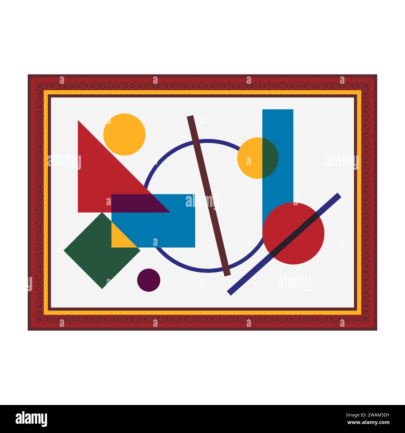 Picture brown frame icon cubism abstract isolated on white background. Vector illustration. Stock Vector