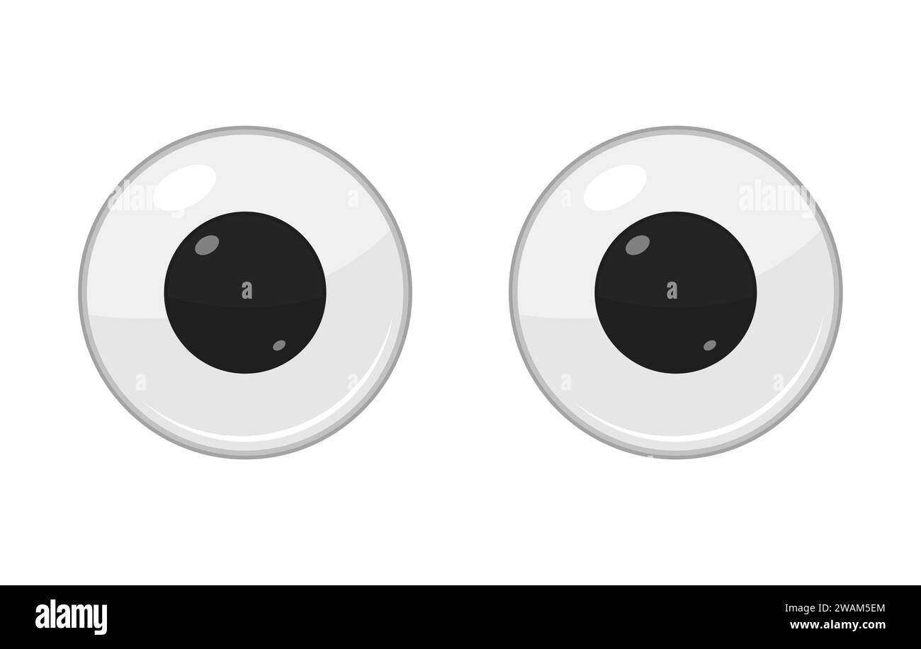 Cute plastic eyes for toys, dolls isolated on white background