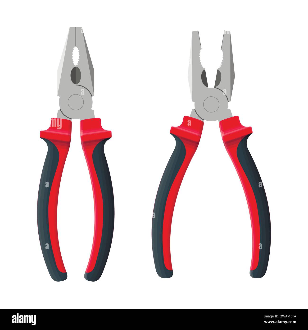 Pliers open and close isolated on white background. Builder