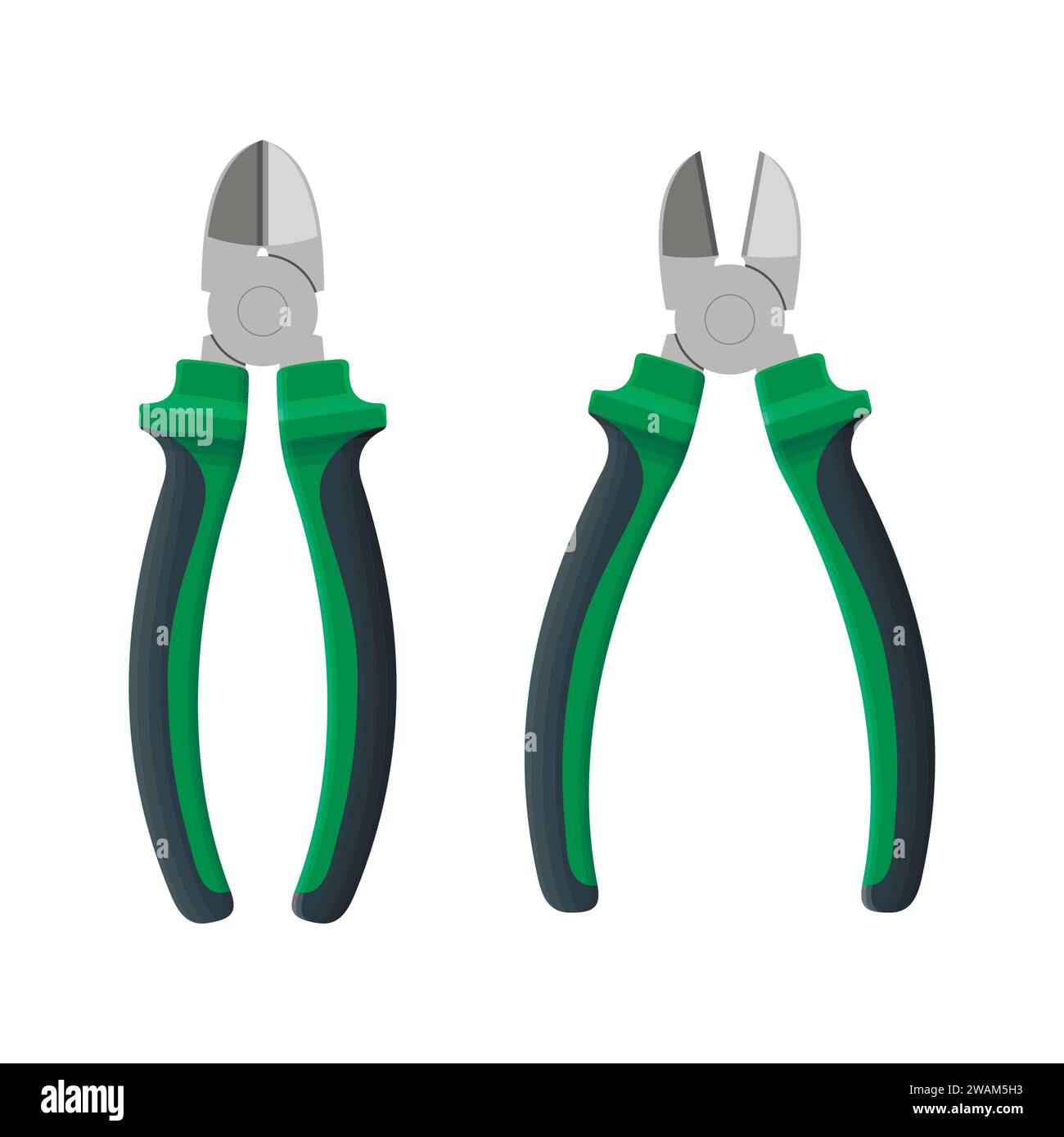 Wire cutters open and close isolated on white background. Builder