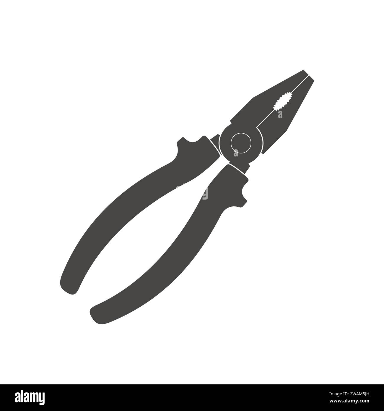 Pliers icon isolated on white background. Builder, construction and repair hand tools with plastic handles. Pliers vector illustration Stock Vector