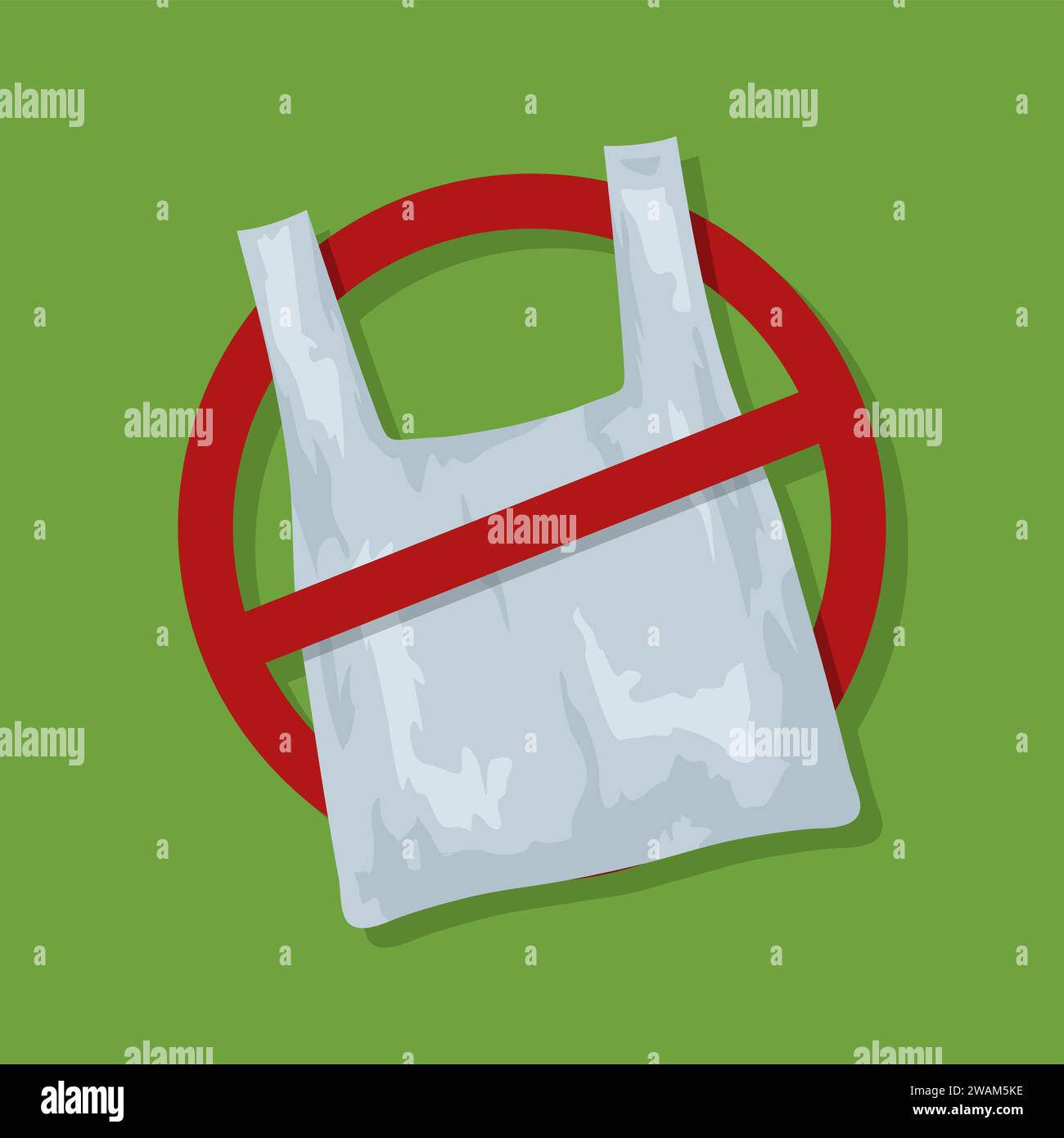 No plastic bags sign concept illustration. Stop pollution eco symbol