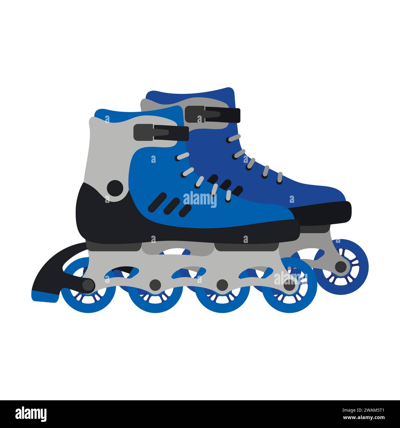 Pair of Roller skates isolated on white background. Skating shoe on