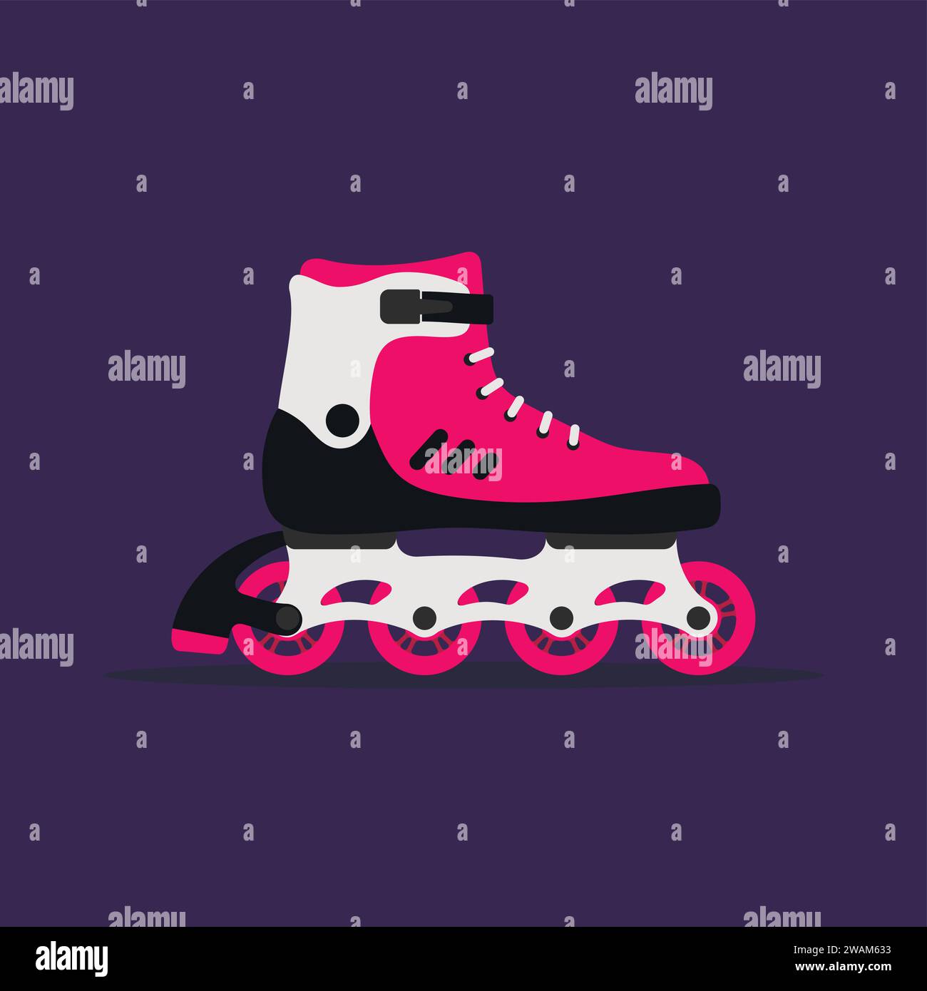 Roller skates isolated on dark blue background. Skating girl shoe on