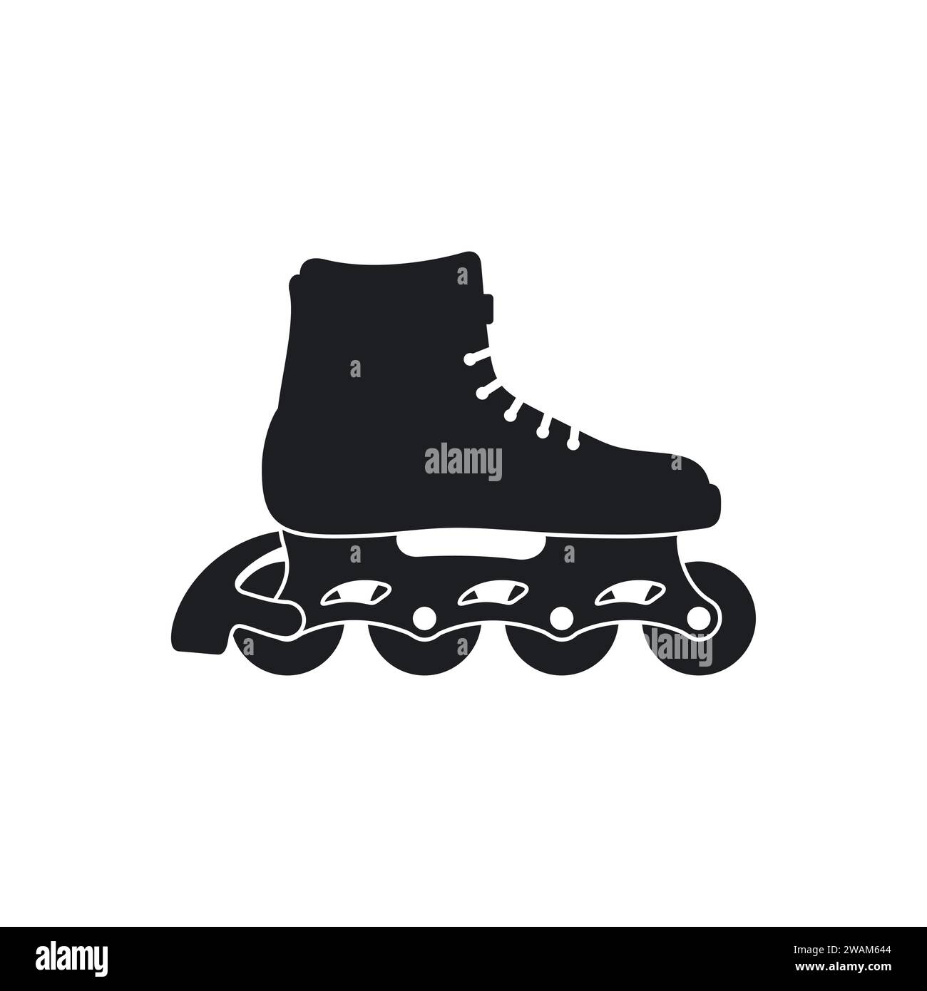 Roller skates icon isolated on white background. Skating shoe on wheels