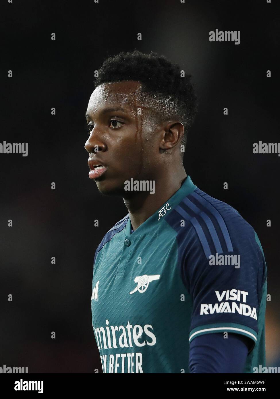 EINDHOVEN - Eddie Nketiah of Arsenal FC during the UEFA Champions League Group B match between PSV Eindhoven and Arsenal FC at Phillips Stadium on December 12, 2023 in Eindhoven, Netherlands. ANP | Hollandse Hoogte | Bart Stoutjesdijk Stock Photo