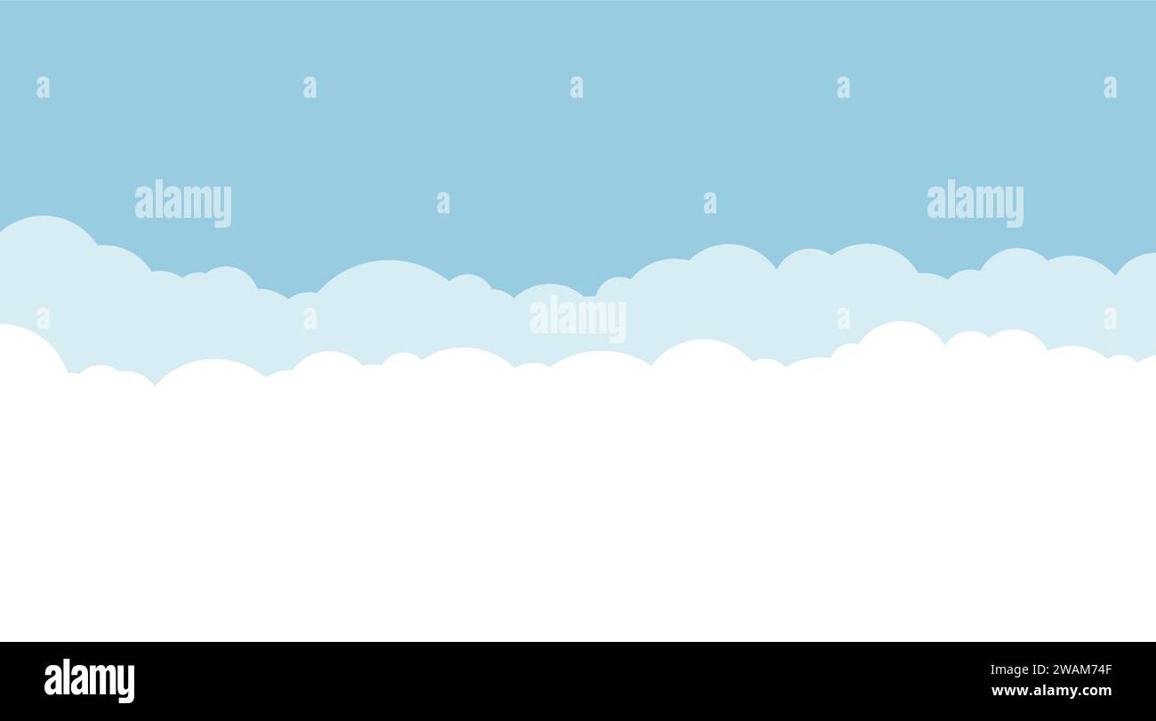 Blue sky and white clouds background. Vector illustration. Stock Vector