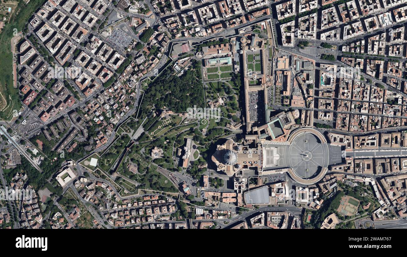 Vatican outlined on a high resolution satellite map Stock Photo