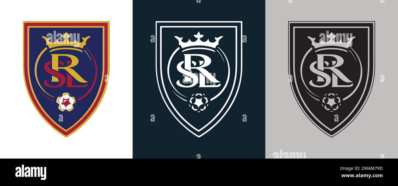 Real Salt Lake FC Color Black and White 3 Style Logo USA professional football club Vector Illustration Abstract Editable image Stock Vector