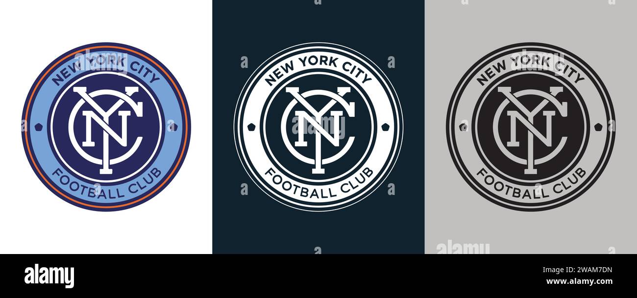 New York City FC Color Black and White 3 Style Logo USA professional