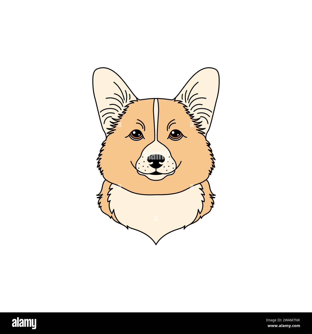 welsh corgi dog icon in linear flat style 2WAM7NK