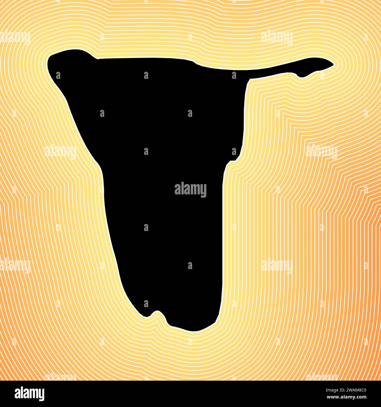 Namibia map icon. Country shape on radiant striped gradient background. Namibia vibrant poster