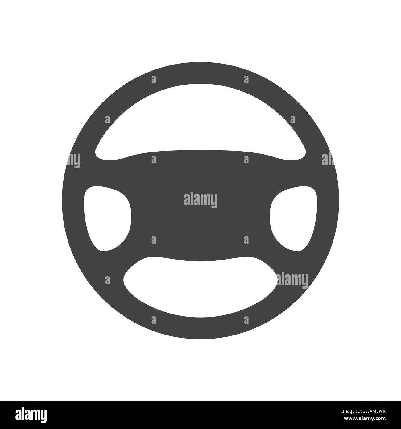 Steering wheel icon isolated on white background. Car wheel control silhouette, Black auto part driving in flat style. Vector illustration Stock Vector