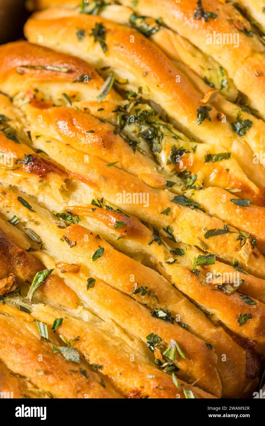 Homemade Rosemary Pull Apart Bread with Garlic Stock Photo Alamy