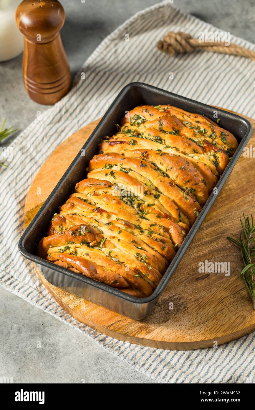 Homemade Rosemary Pull Apart Bread with Garlic Stock Photo Alamy