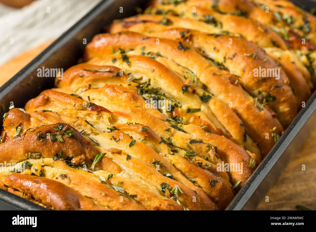 Homemade Rosemary Pull Apart Bread with Garlic Stock Photo Alamy