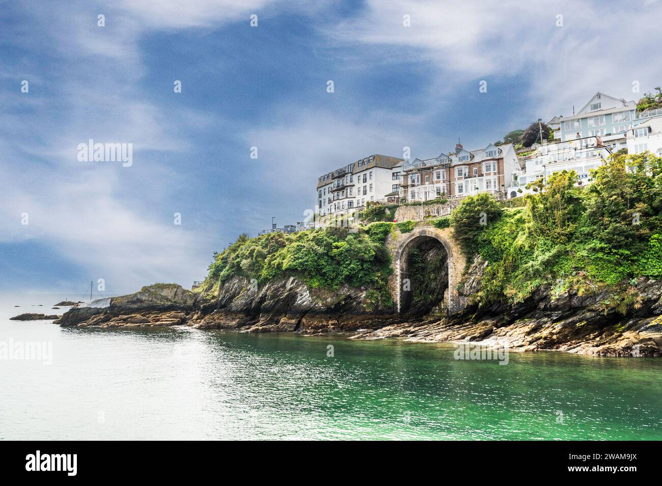 Looe, Cornwall, UK - August 13, 2023: View to West Looe, a popular holiday resort and fishing centre in Cornwall, UK, during summertime. Stock Photo