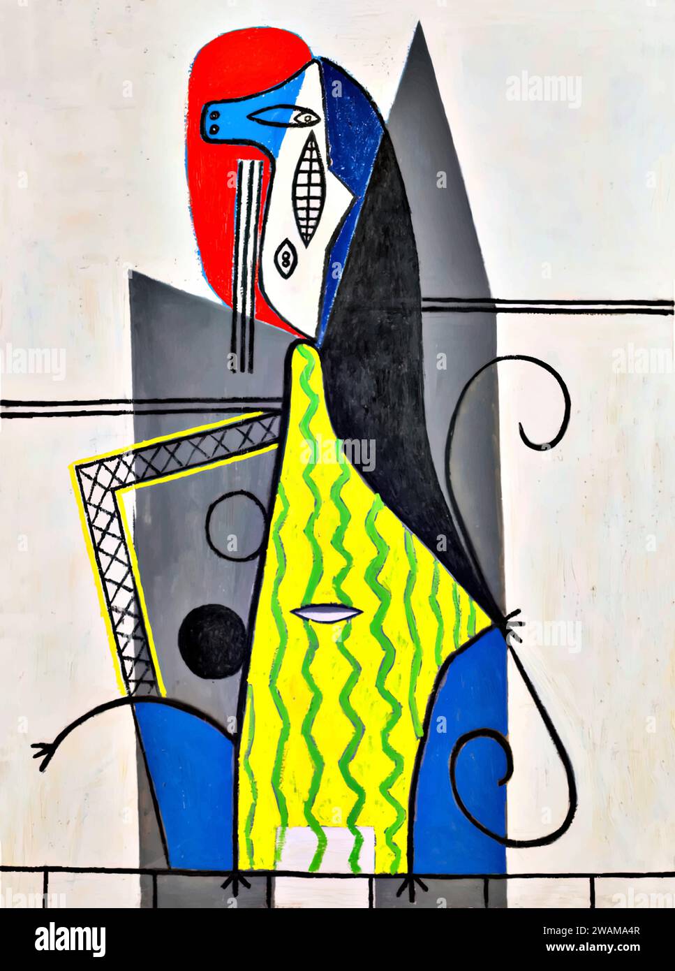 Woman in an armchair, 1927 (Painting) by Artist Picasso, Pablo (1881-1973) Spanish. Stock Vector