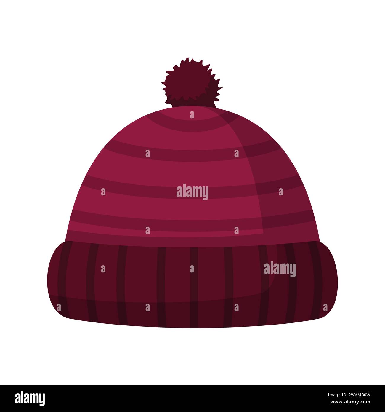 Winter hat icon isolated on white background. Knitting headwear and cap for cold weather. Outdoor clothing. Vector illustration. Stock Vector
