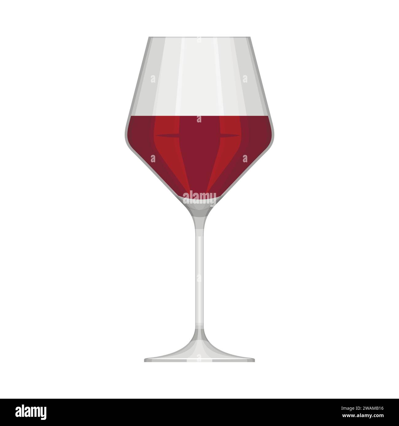 Wineglass with red wine isolated on white background. Alcoholic drink ...