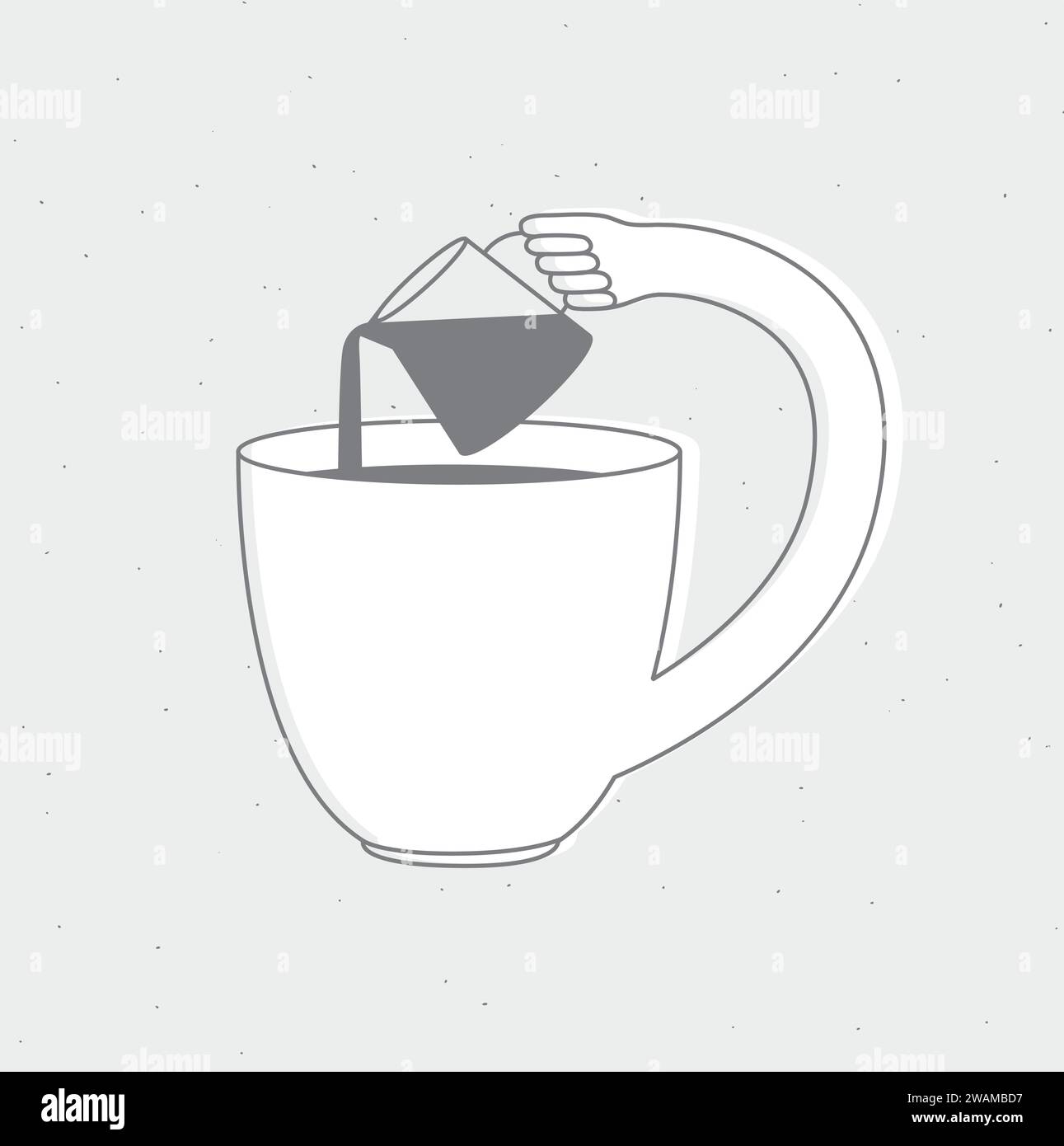 Milk jug pours coffee cup Black and White Stock Photos & Images - Alamy
