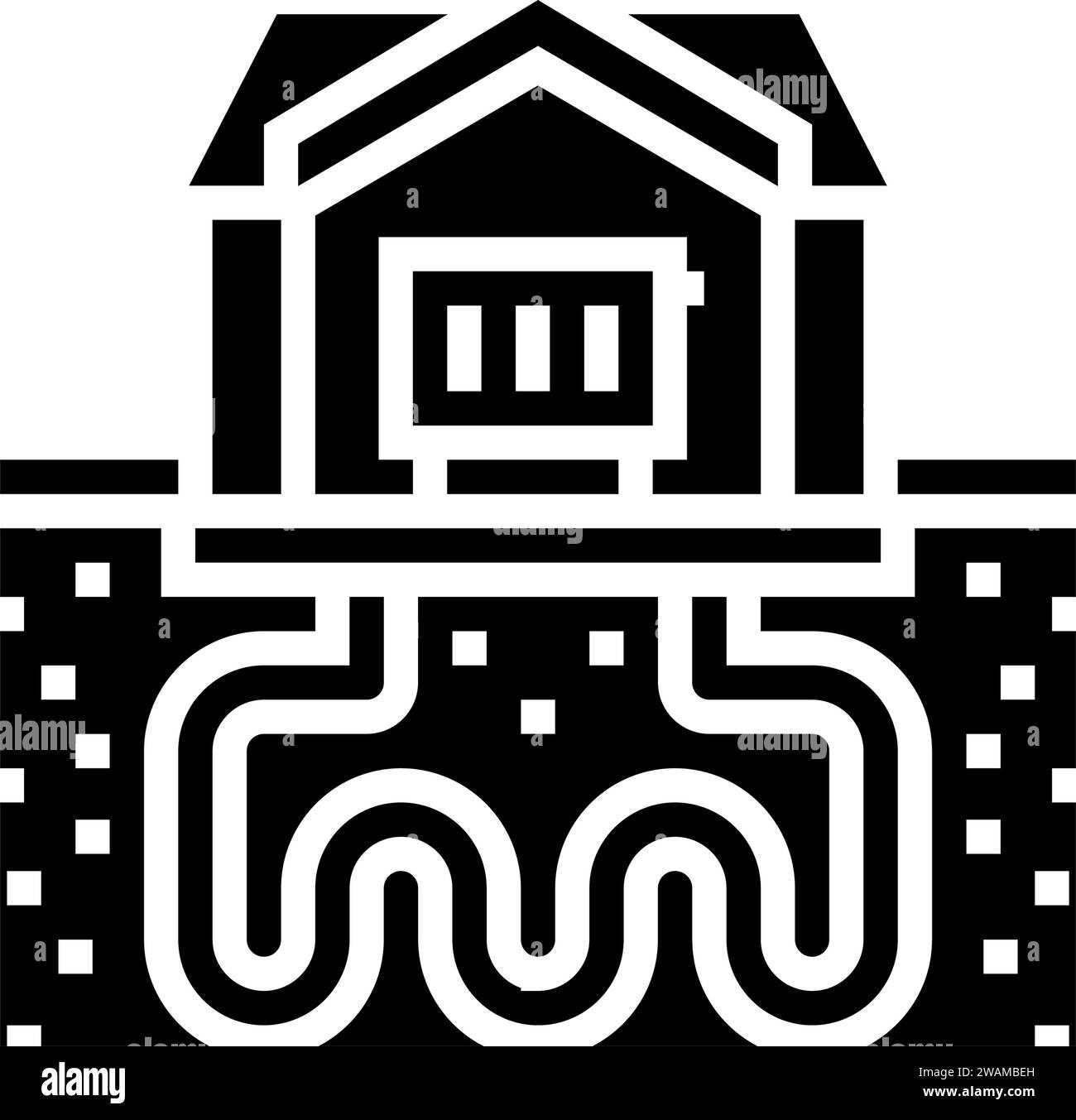 heat recovery system geothermal glyph icon vector illustration Stock