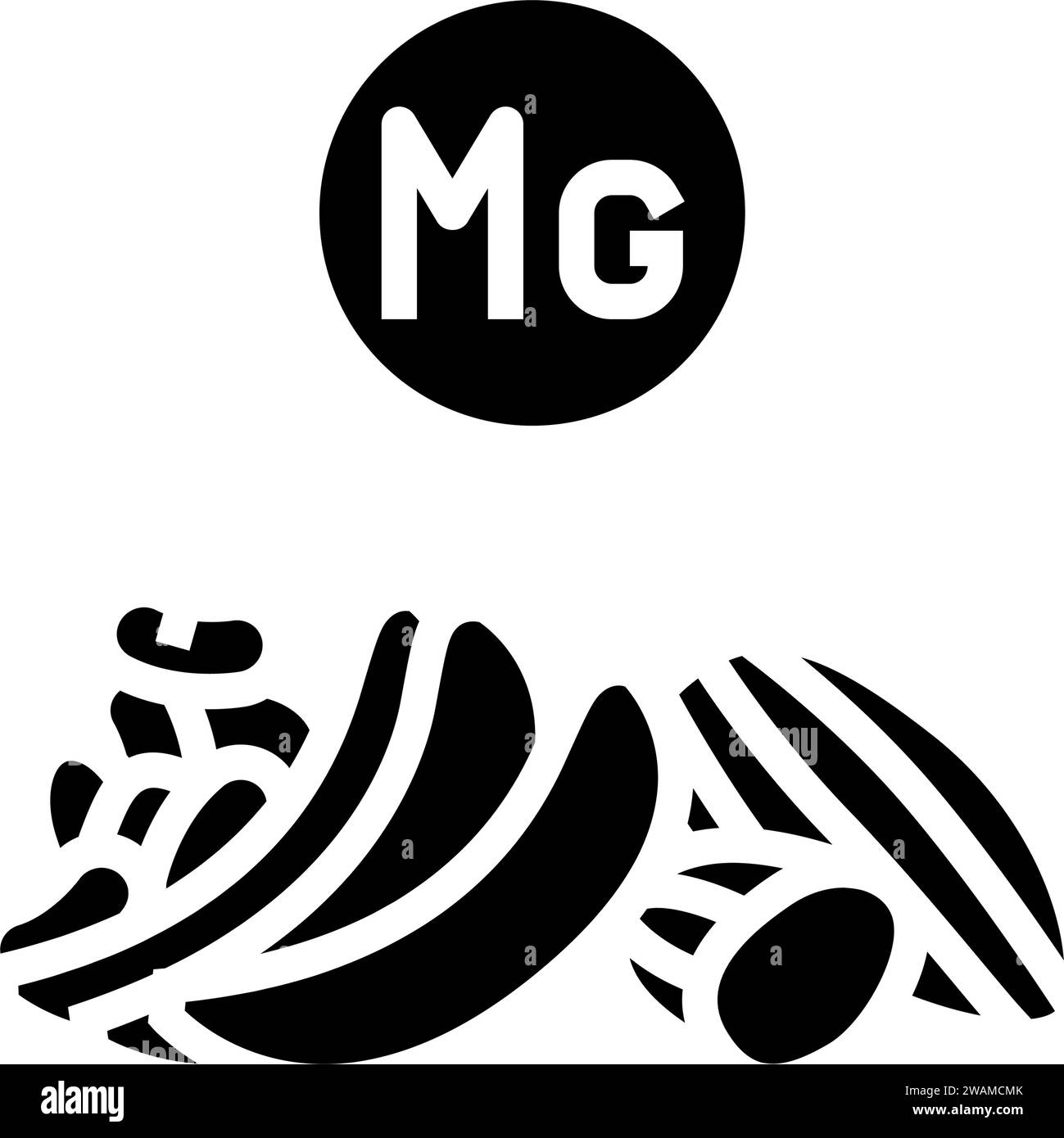 magnesium rich food osteoporosis glyph icon vector illustration Stock