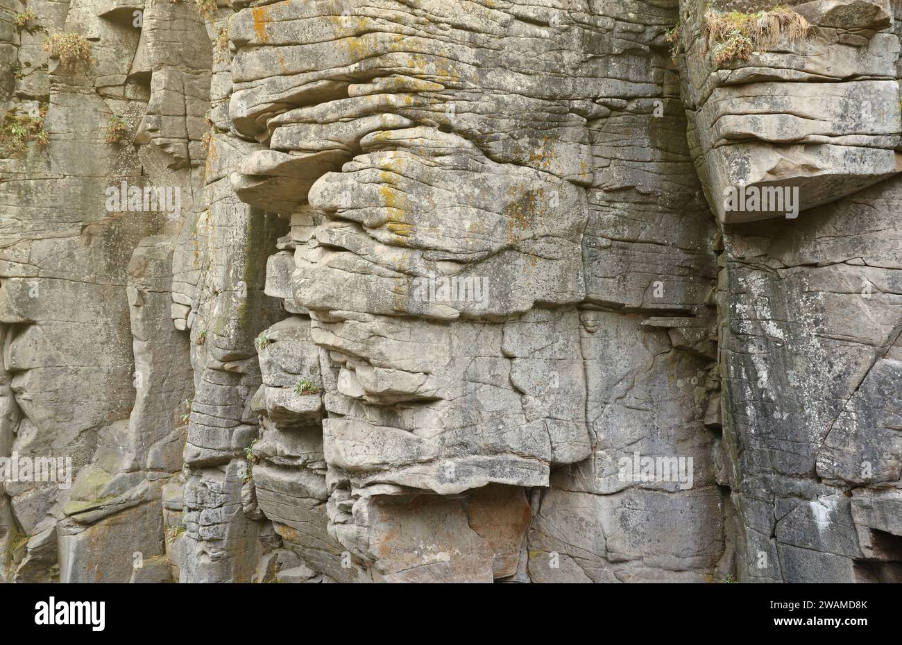 Light coarse natural rock stone background. Mining cliff rough front ...