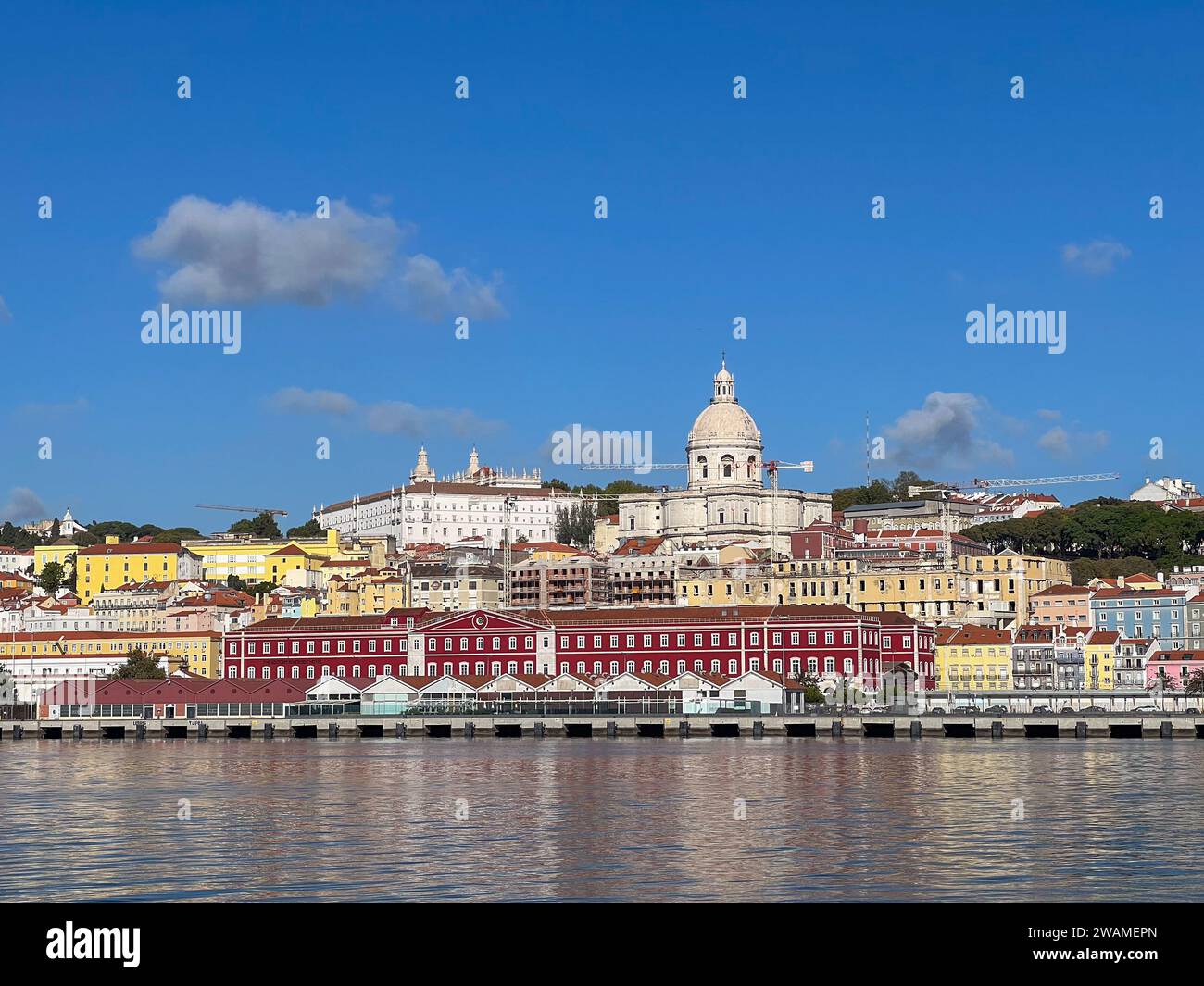 Lisbon riverfront seen from Tagus River Stock Photo