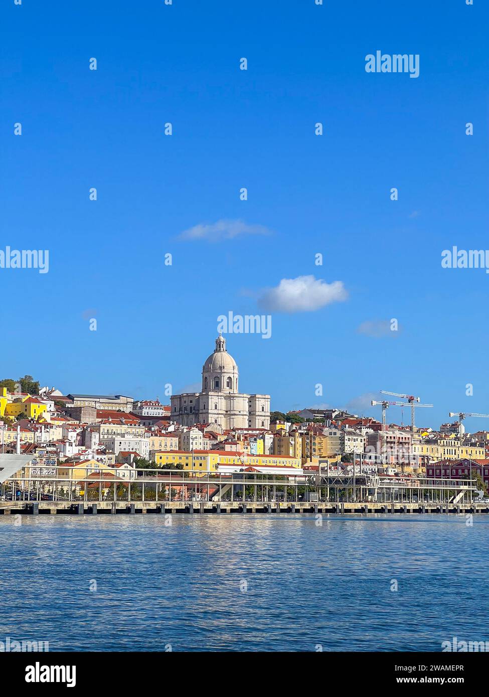 Lisbon riverfront seen from Tagus River Stock Photo