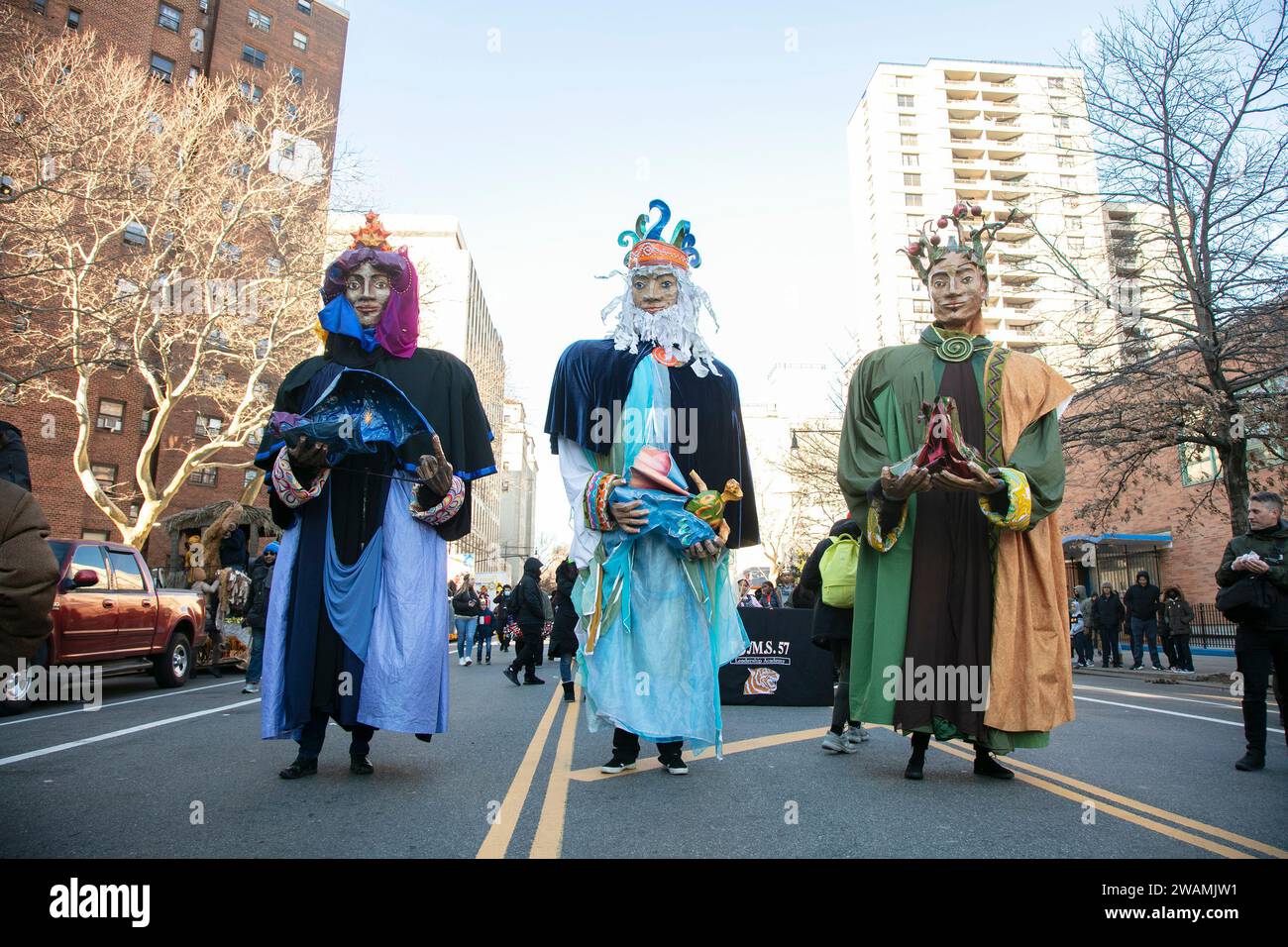 New York, New York, USA. 5th Jan, 2024. Performers at Three Kings Day