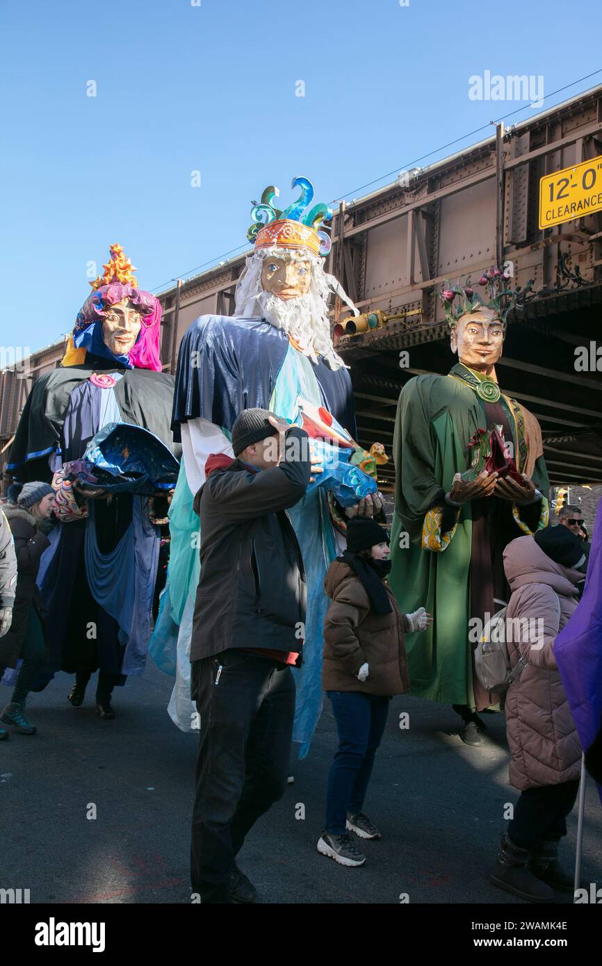New York, New York, USA. 5th Jan, 2024. Performers at Three Kings Day
