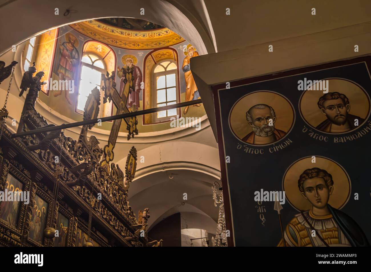 The Christian Icons at the Monastery of the Temptation on the top of Mount of Temptation, a