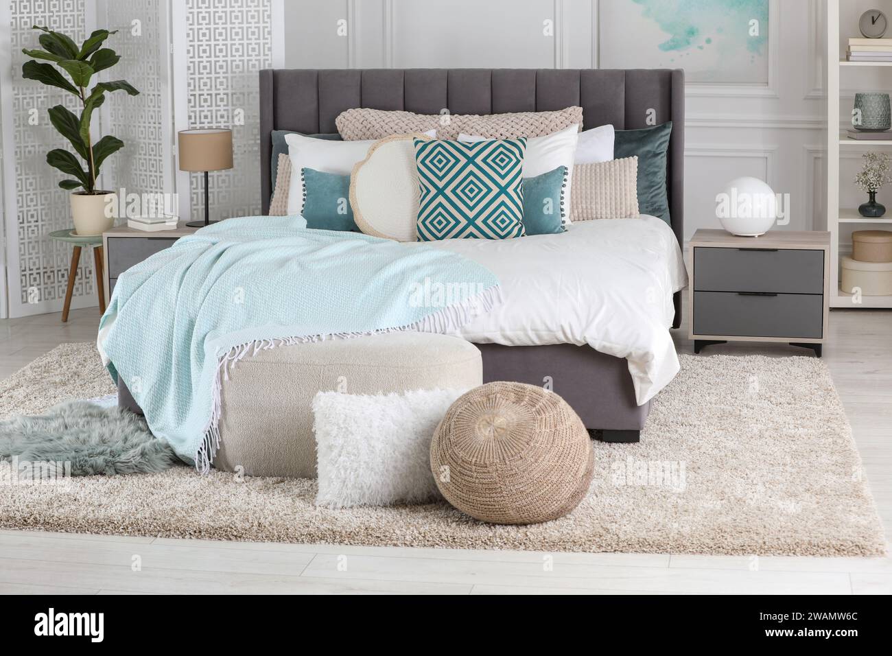 Interior light bedroom tables hi-res stock photography and images - Alamy