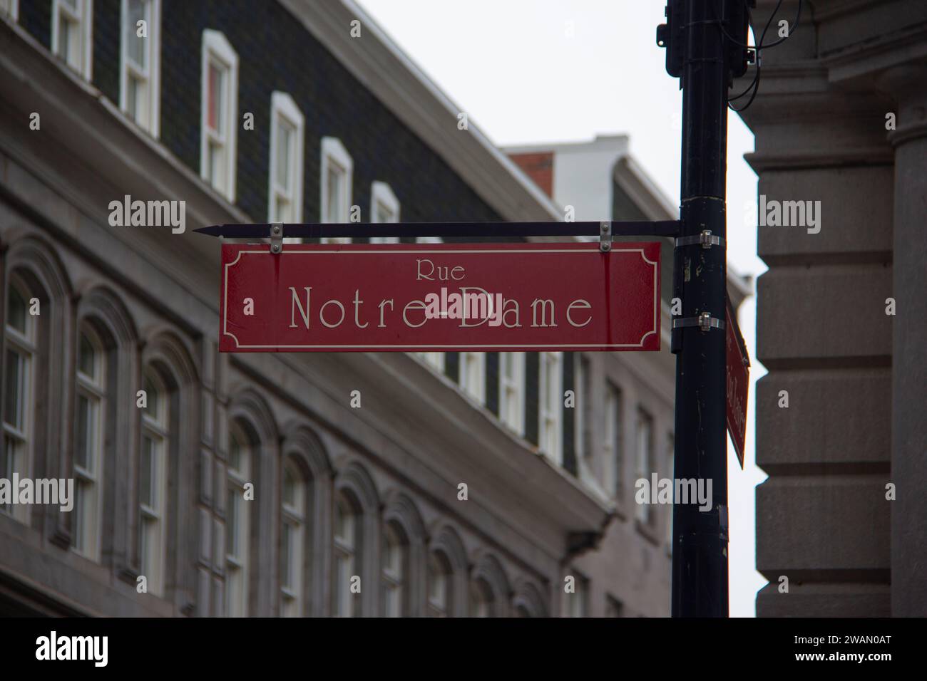 Rue Notre-Dame street sign Stock Photo