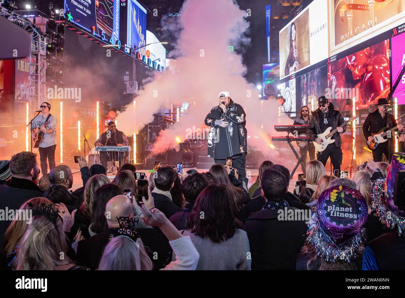Jelly Roll performs on stage during 2024 New Year's celebration on