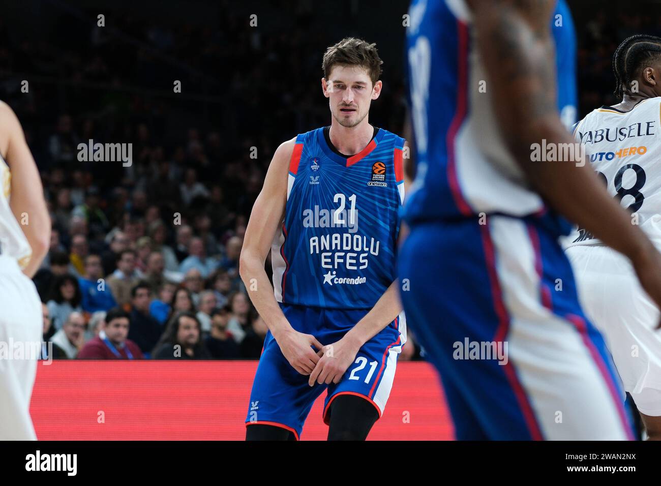 Pleiss Tibor  of Anadolu Efes Istanbul during the Turkish Airlines EuroLeague match between Real Madrid and Anadolu Efes WiCenter on January 05, 2024 Stock Photo