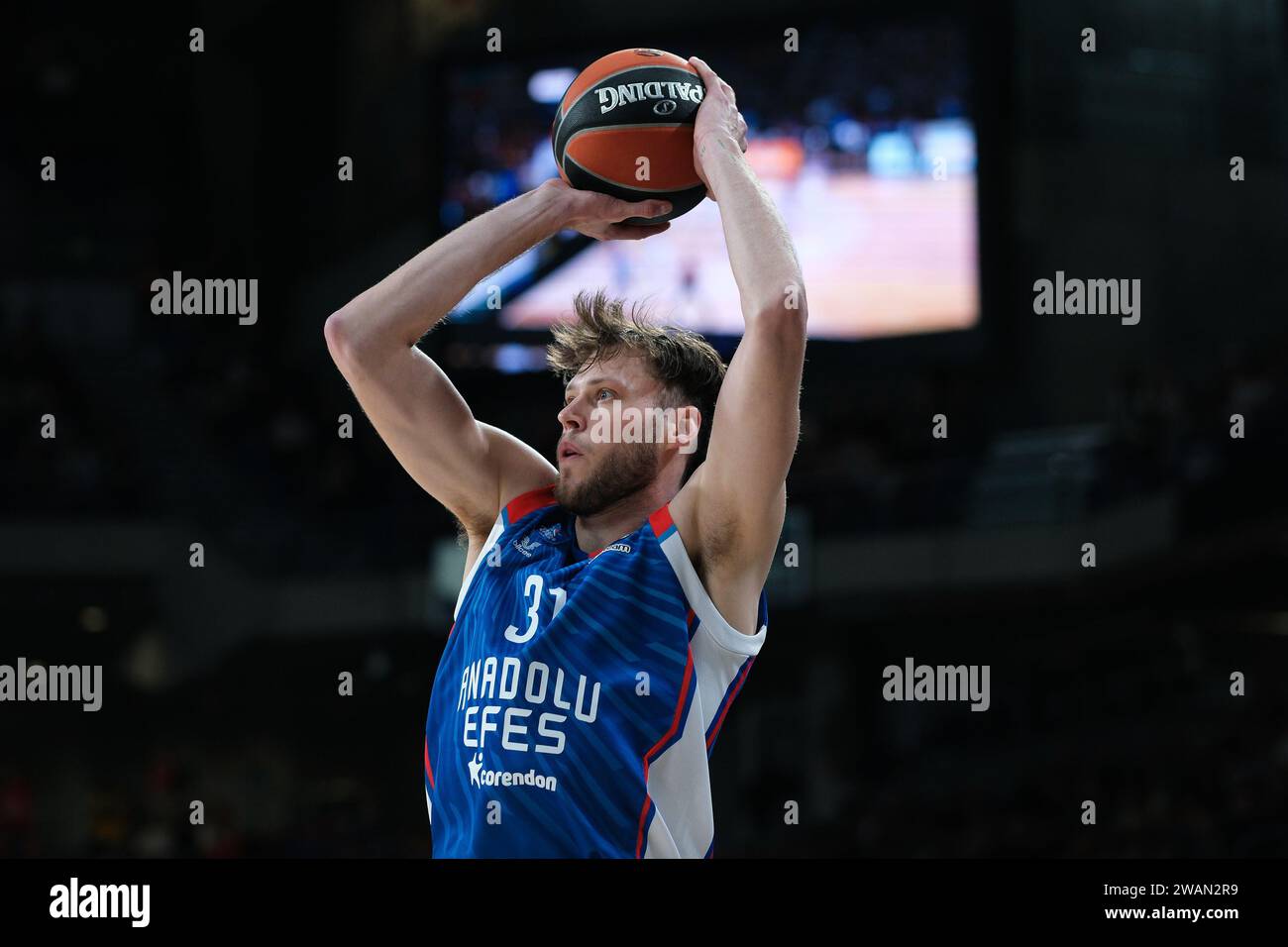 Daum Mike  of Anadolu Efes Istanbul during the Turkish Airlines EuroLeague match between Real Madrid and Anadolu Efes WiCenter on January 05, 2024 in Stock Photo