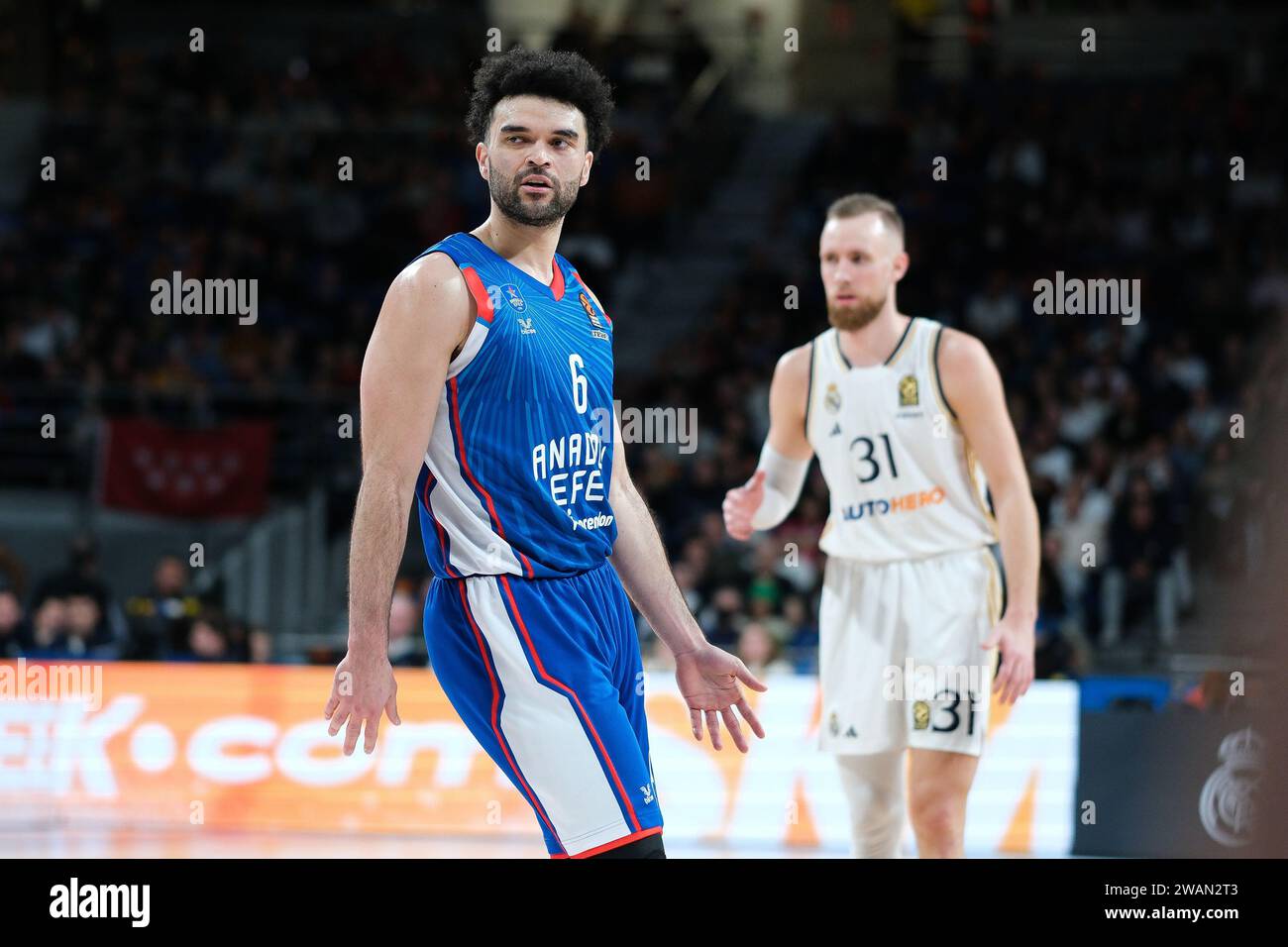 Bryant Elijah  of Anadolu Efes Istanbul during the Turkish Airlines EuroLeague match between Real Madrid and Anadolu Efes WiCenter on January 05, 2024 Stock Photo
