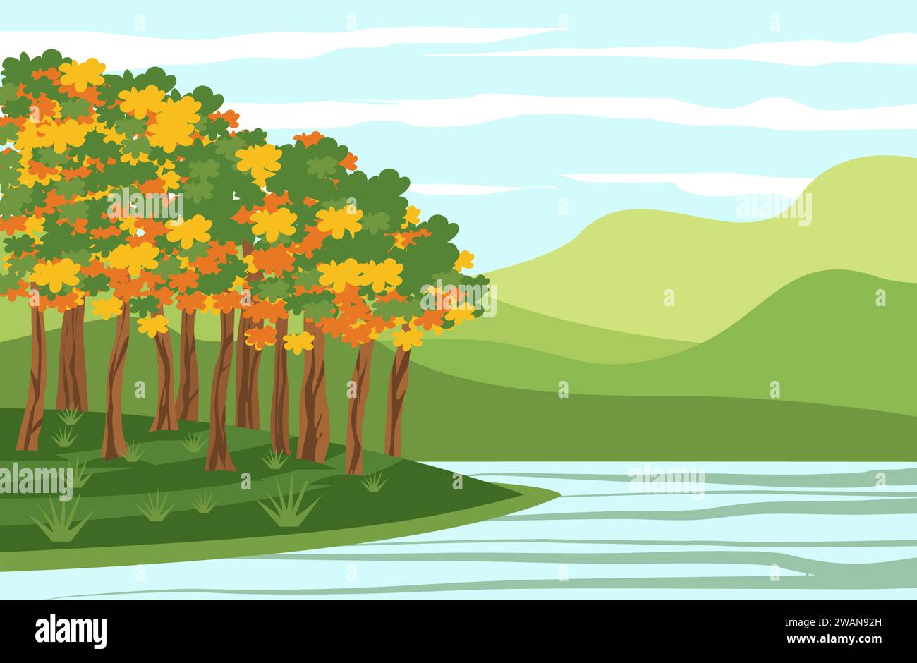 flat landscape nature view mountain illustration Stock Vector Image ...