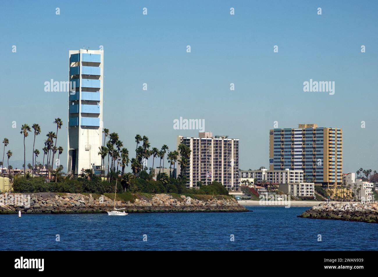 Disguised oil well, Long Beach, California, USA Stock Photo