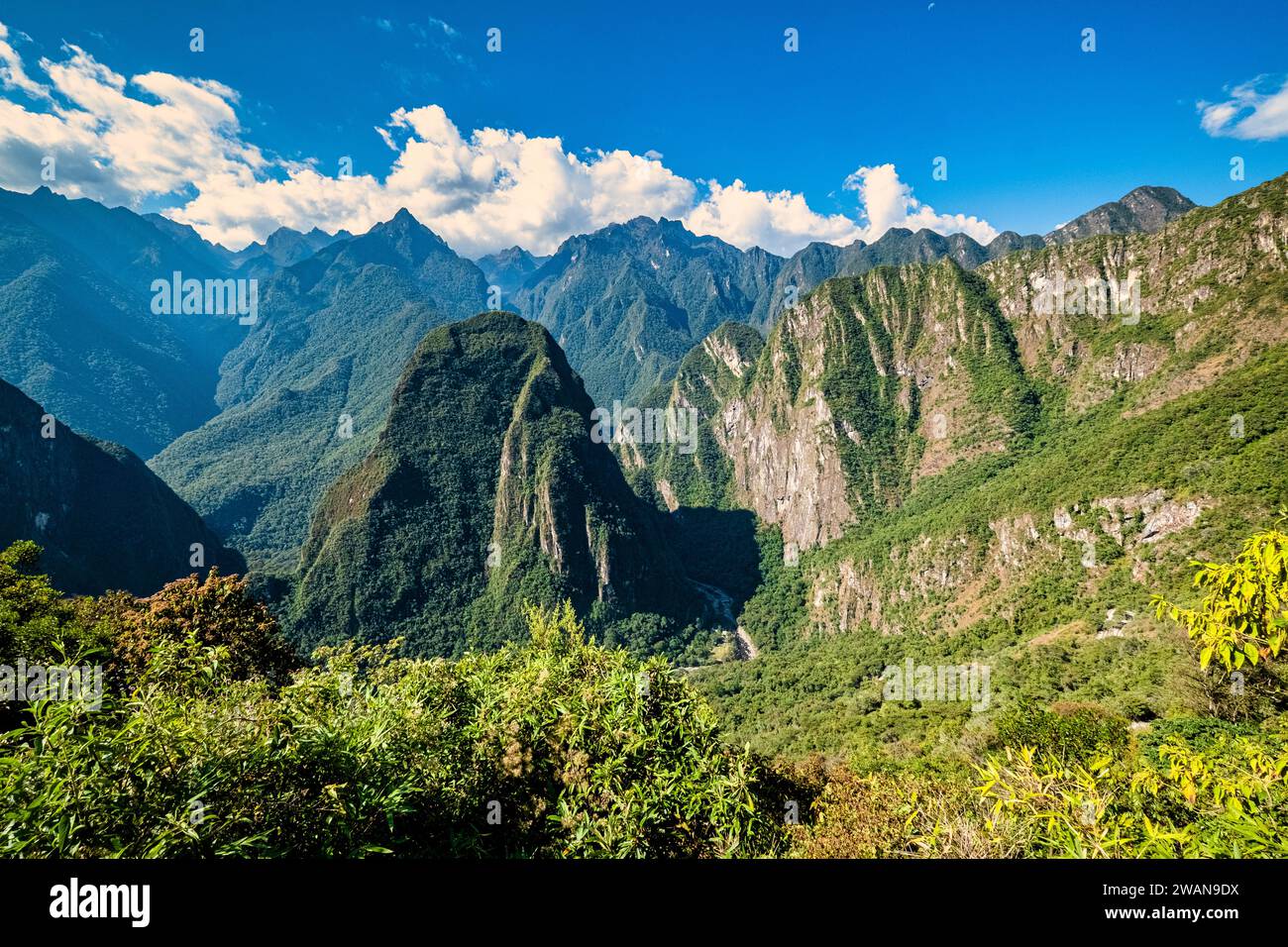 Whatever may have driven you to reach Machu Picchu, one thing for sure is that the surrounds of the national park is as memorable as the ruins. The vi Stock Photo