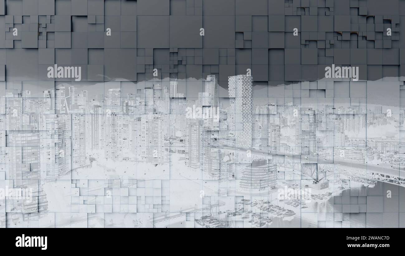 Abstract white cubes extruding business background Stock Photo - Alamy