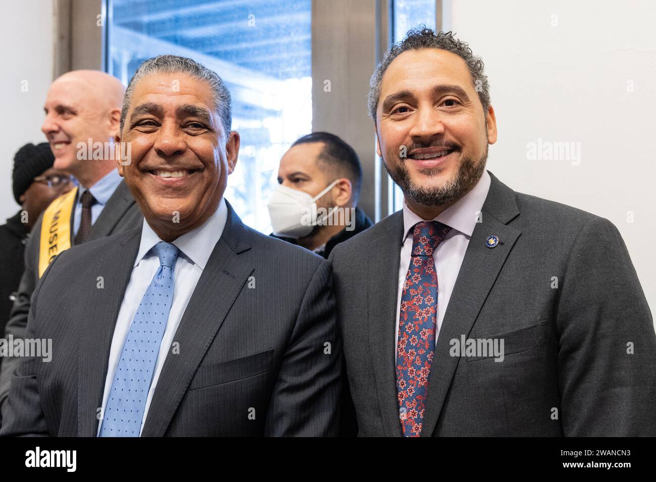 New York, USA. 05th Jan, 2024. Congressman Adriano Espaillat and