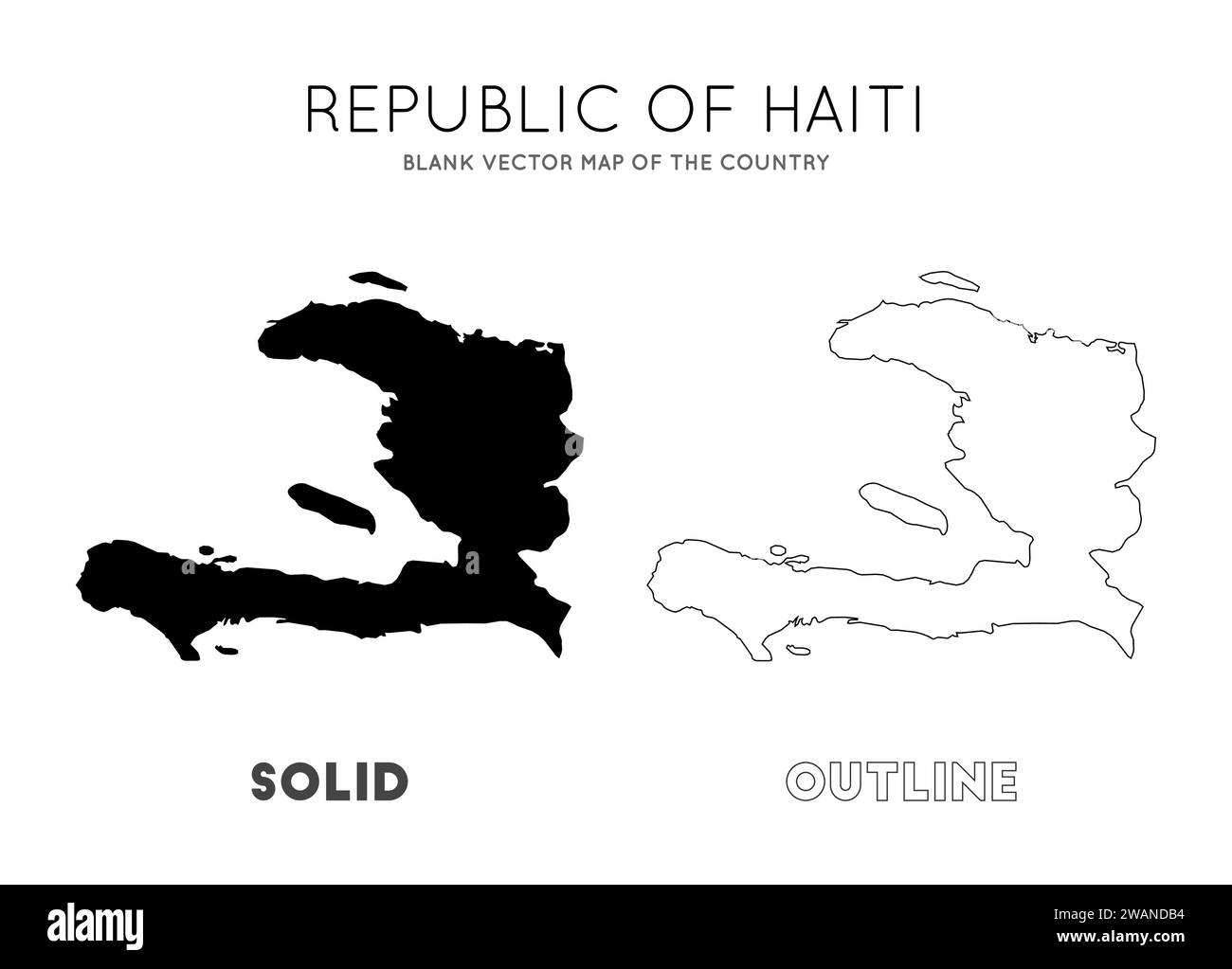 Haiti map. Blank vector map of the Country. Borders of Haiti for your infographic. Vector illustration. Stock Vector