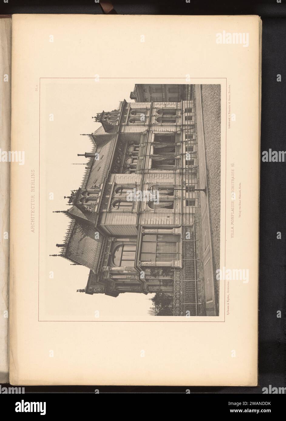View of Villa Monplaisir, Rauchstrasse 16 in Berlin, Germany, Anonymous, c. 1872 - in or before c. 1877 photomechanical print This print is part of a cover with a hundred prints and six text magazines. Berlindresden publishers: Berlin paper collotype detached house in city Berlin Stock Photo